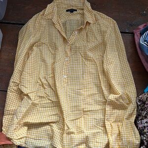 J. Crew Yellow Casual Button Down Shirt Gingham